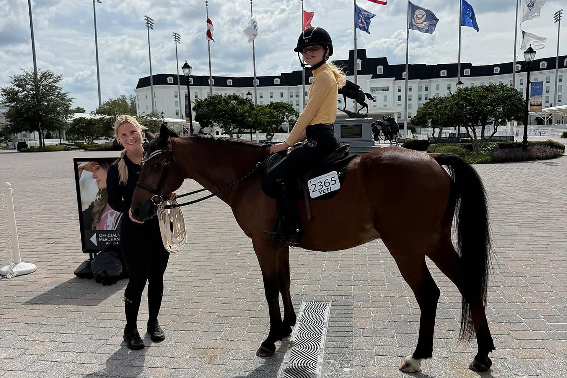 Leigh Kostmayer with a client and horse at the World Equestrian Center Ocala show grounds