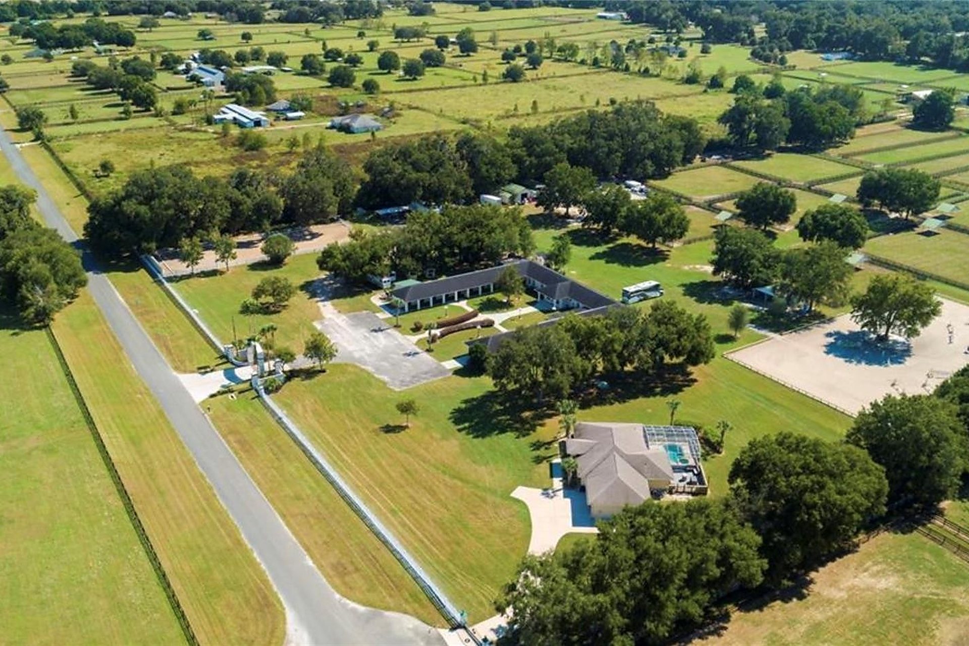 Aerial view of the Ashby Equestrian property in Anthony, Florida